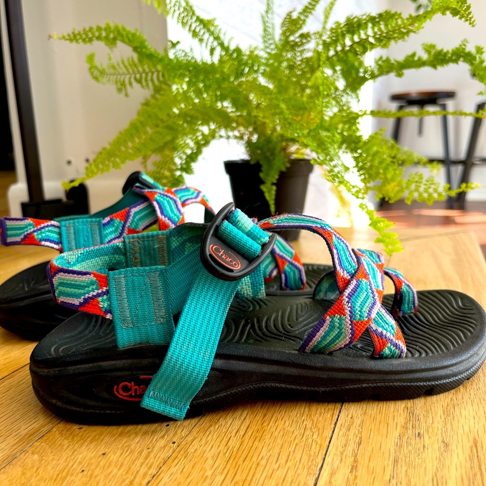 Womens Chaco Z/2 Sandals, Size 7, Purple/Coral/Teal